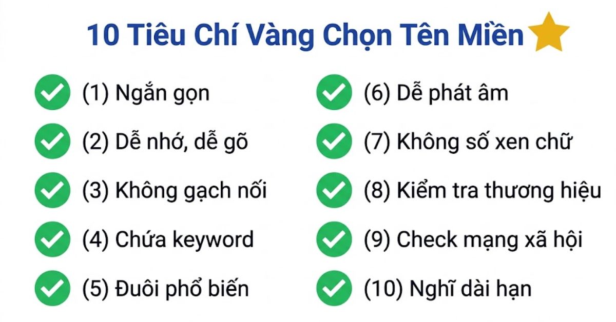 Mười tiêu chí vàng giúp chọn tên miền chuẩn SEO dễ nhớ cho website
