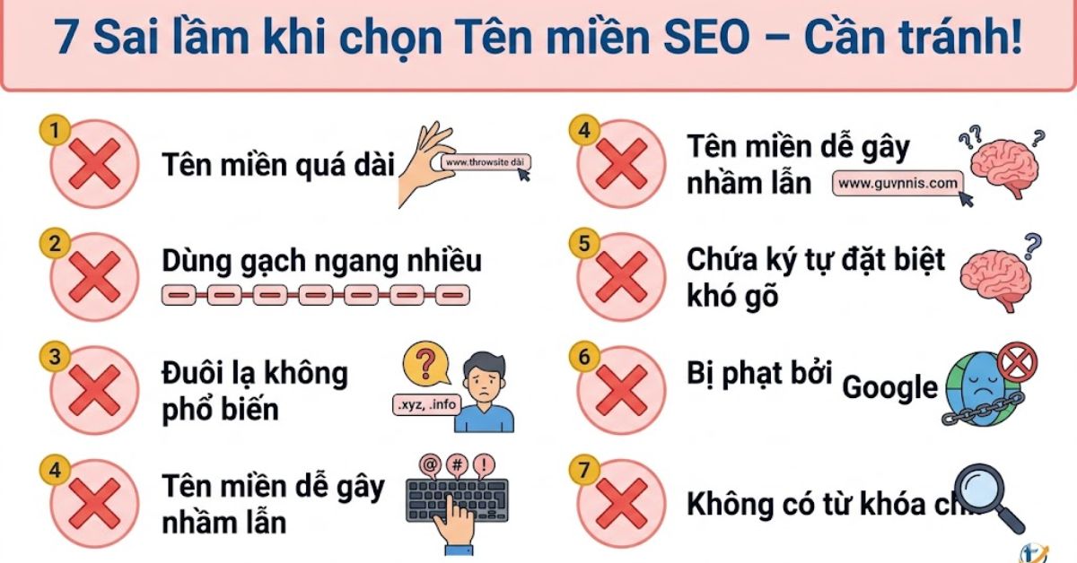 7 sai lầm phổ biến cần tránh khi chọn tên miền để tối ưu SEO