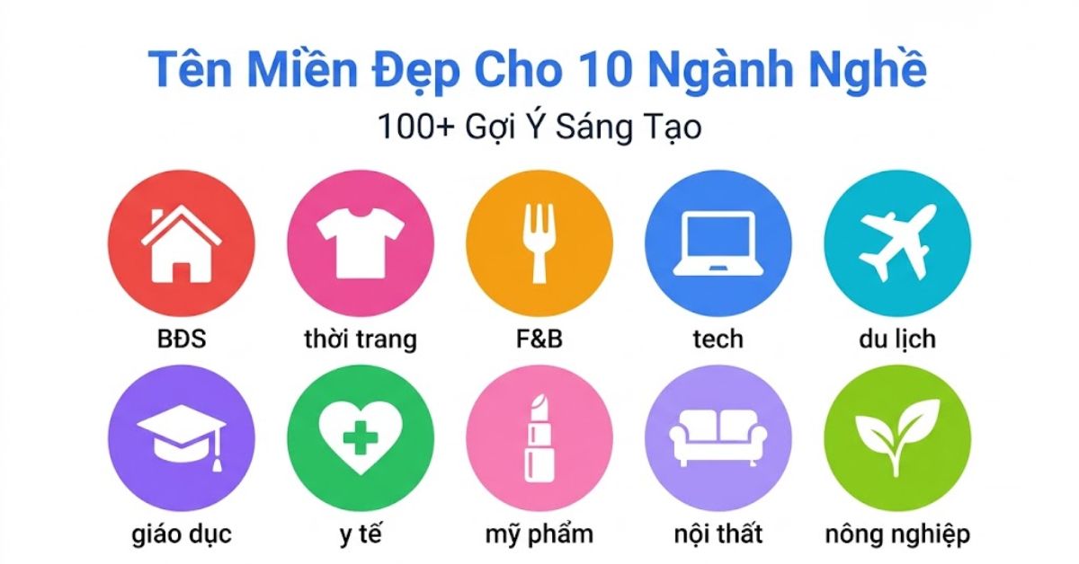 Tổng hợp gợi ý tên miền đẹp cho 10 ngành nghề phổ biến nhất Việt Nam kèm ví dụ cụ thể