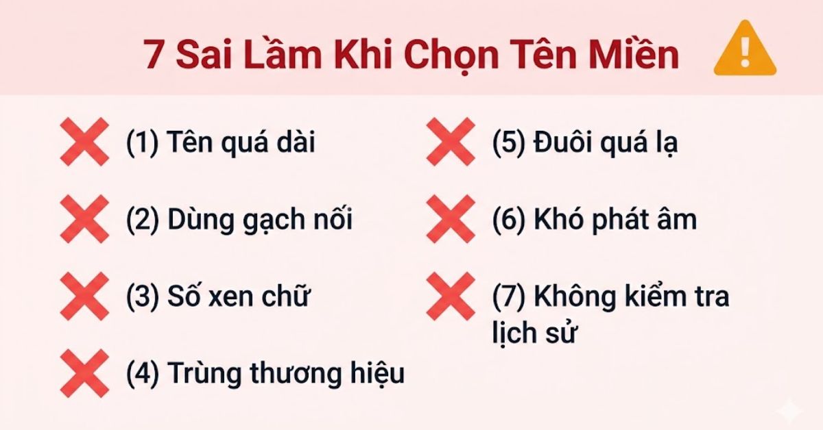Bảy sai lầm phổ biến nhất cần tránh khi chọn tên miền cho website